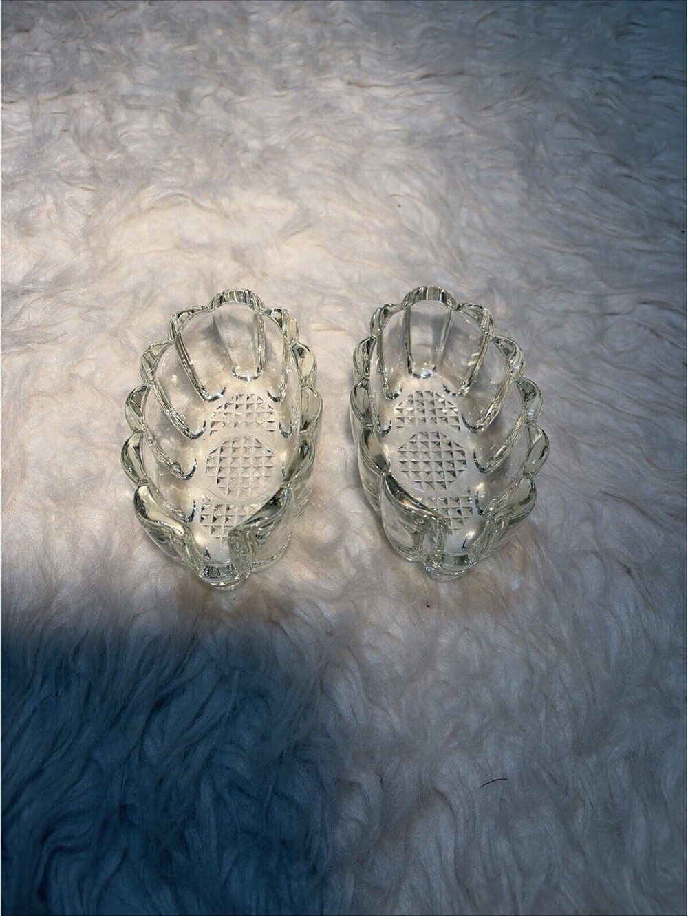 2 Princess House Crystal Flatware Buffet Caddies Spoon Fork  Holders Vintage
